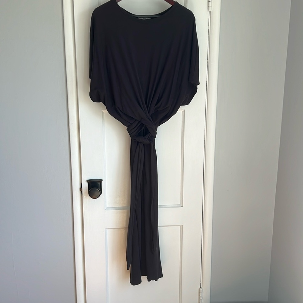 Zara navy blue T-shirt dress with cross belt details.  Size M